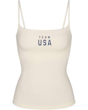 Skims Cotton Jersey Olympic Cami Top - Natural