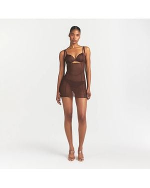 Skims Open Bust Slip Dress - Brown