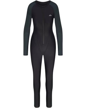 Skims Zip Front Long Onesie - Black