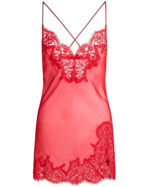 Skims Lace Mini Slip Dress - Red