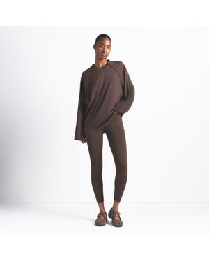 Skims V-Neck Oversized Long Sleeve Top - Brown