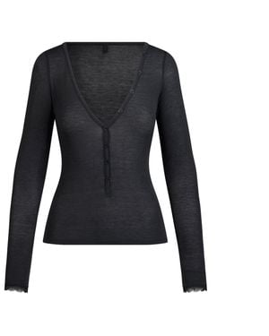 Skims Long Sleeve Henley - Black