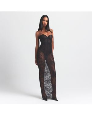 Skims Strapless Corset Long Dress - Gray