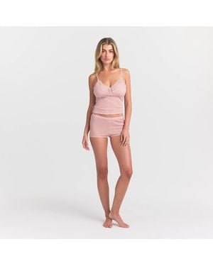 Skims Lace Cami Top And Short Set - Red