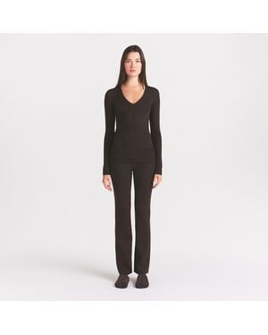 Skims Long Sleeve V Neck - Black