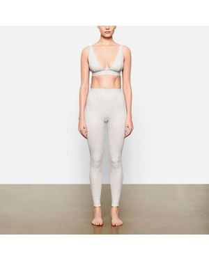 Skims Cotton Collection Ribbed Cotton-Blend Jersey Leggings - Gray