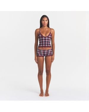 Skims Triangle Cami Top And Boy Short Set - Red