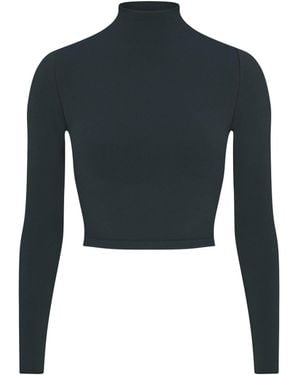 Skims Mock Neck Crop Top - Blue