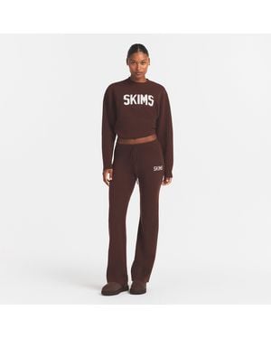 Skims Logo Pants Cocoa Egret - Brown