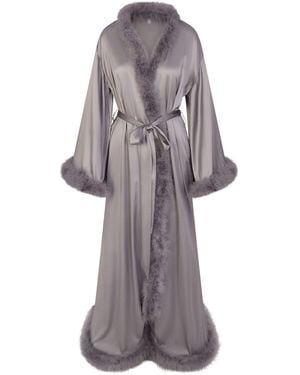 Skims Feather Trim Long Robe - Multicolor