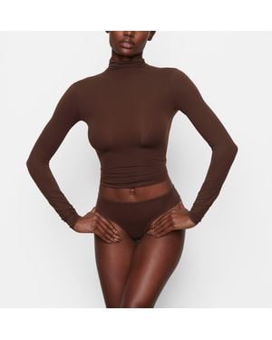 Skims Fits Everybody Turtleneck Top - Brown