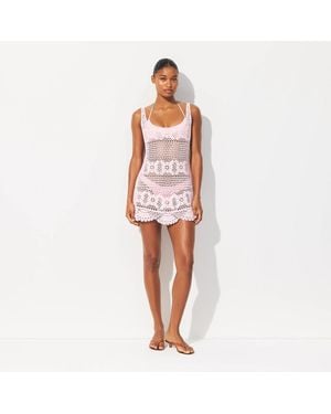Skims Crochet Mini Tank Dress - Pink