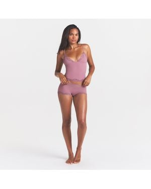 Skims Triangle Cami Top And Boy Short Set - Red
