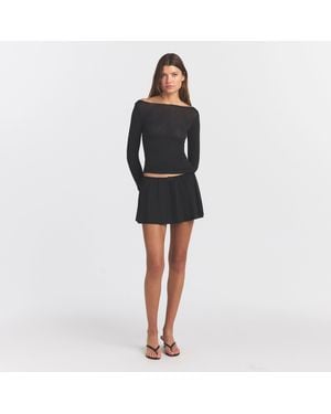 Skims Long Sleeve Boatneck Top - Black
