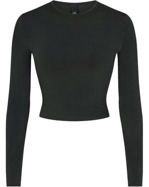 Skims Cropped Long Sleeve T-Shirt - Black