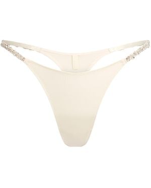 Skims Rhinestone Strap String Thong - White