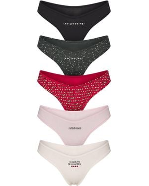 Skims Cotton Jersey Dipped Thong 5-Pack - Red