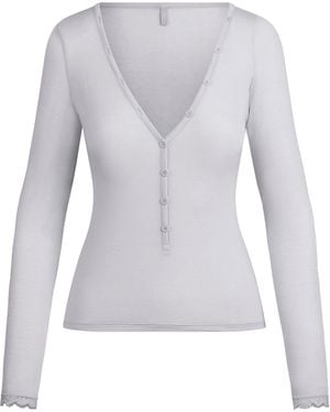 Skims Long Sleeve Henley - Gray