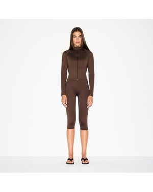 Skims Mock Neck Full Zip Jacket - Brown