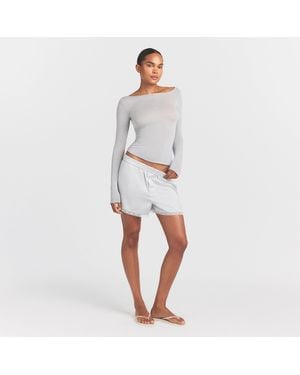 Skims Long Sleeve Boatneck Top - Gray