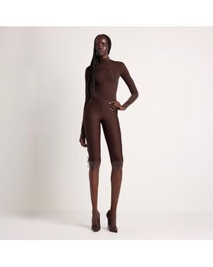 Skims Milky Sheer Mock Neck Long Sleeve Top - Brown