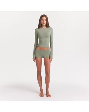 Skims Cotton Jersey Long Sleeve T-shirt - Green
