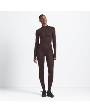 Skims Long Sleeve Half Zip - Brown