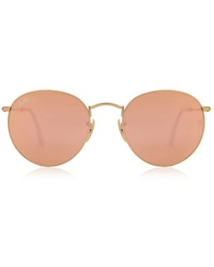 Ray-Ban Rb3447 Round Flash Lenses 112/z2 Gold - Black