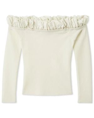 SNIDEL Balloon Frill Knit Pullover - White