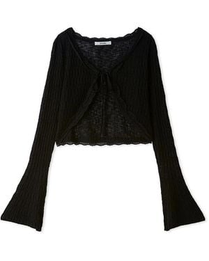 SNIDEL Lace Trim Cropped Cardigan - Black