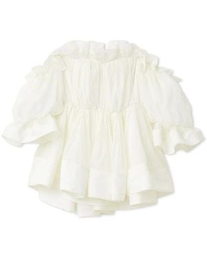 SNIDEL Gathered Frill Tunic Top - White