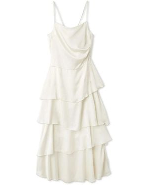 SNIDEL Satin Tiered Cami Dress - White