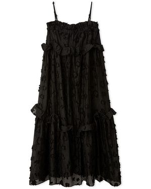 SNIDEL Spaghetti Strap Ruffle Maxi Dress - Black