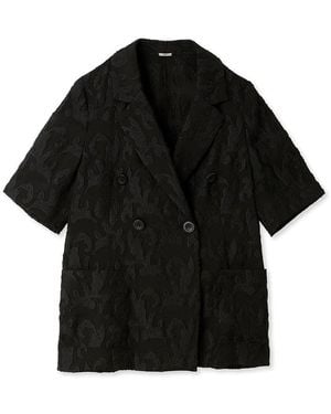 SNIDEL Jacquard Half Sleeve Blazer - Black