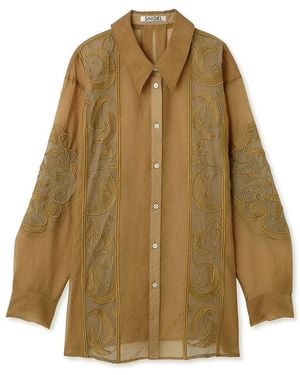 SNIDEL Sheer Embroidered Shirt - Natural