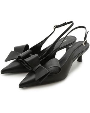 SNIDEL Pointed Toe Bow Slingback Heels - Black