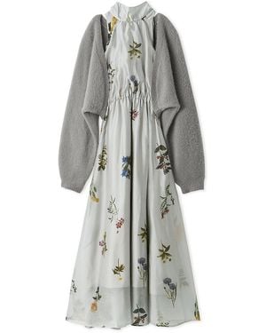 SNIDEL Sustainable Flower Motif Dress Bolero Set - Gray