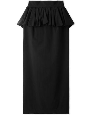 SNIDEL Stylish High-Waisted Peplum Midi Skirt - Black
