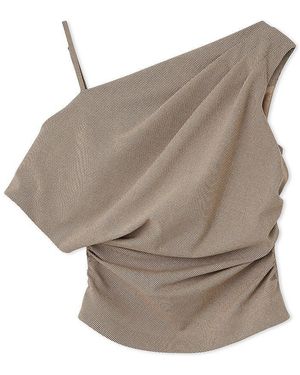 SNIDEL Off-Shoulder Drape Blouse - Gray