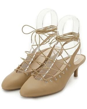 SNIDEL Lace-Up Mules - Natural