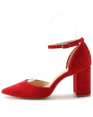 SNIDEL Pointed Toe Ankle Strap Heel Shoes - Red