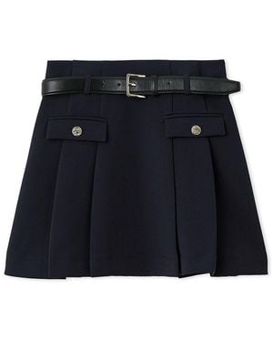 SNIDEL Pleated Mini Skirt With Belt - Blue