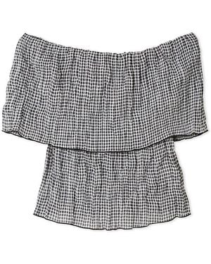 SNIDEL Pleated Off-Shoulder Blouse - Gray