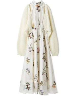 SNIDEL Sustainable Flower Motif Dress Bolero Set - White
