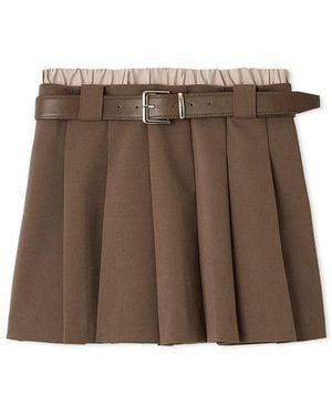 SNIDEL Layered Design Pleated Skort - Brown