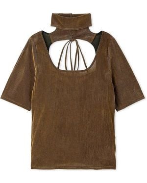SNIDEL Flocky Tulle Cut Pullover - Brown