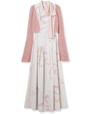 SNIDEL Ribbon Detail Cardigan Set Dress - White