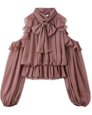 SNIDEL Chiffon Volume Blouse - Red