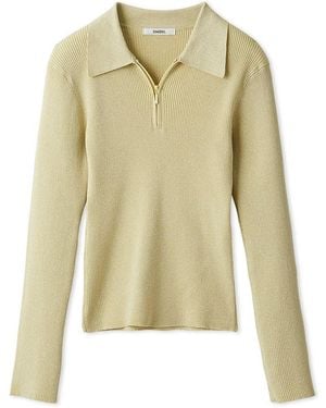 SNIDEL Half-Zip Polo Knit Pullover - Green