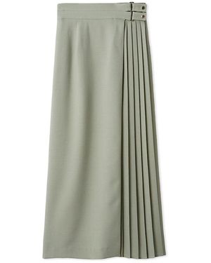 SNIDEL High-Waist Pleated Long Skirt - Green